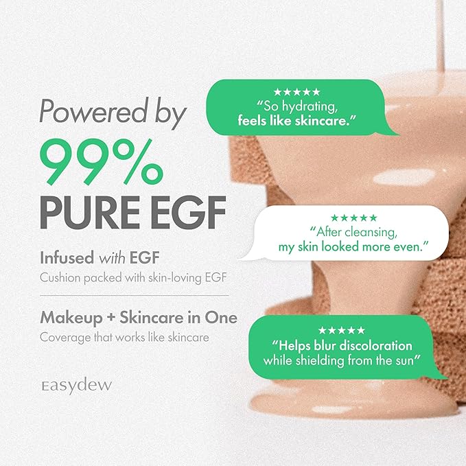 Easydew Mela B Toning Ampoule Cushion - 3-in-1 Age-Defying Sun Shield Full Coverage Cushion Foundation with Niacinamide & Hyaluron-Vital C - Face Makeup Korean Skin Care 0.45 oz (#17 Ivory)