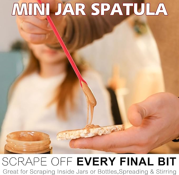 Anaeat Mini Silicone Spatulas - Set of 4 Multifunctional Small Kitchen Scraper Lotion Stirrer Tiny Makeup Beauty Spatula Reusable for Jam Jar, Cosmetic Bottles, Narrow Can and Thin Bottles (Colorful)