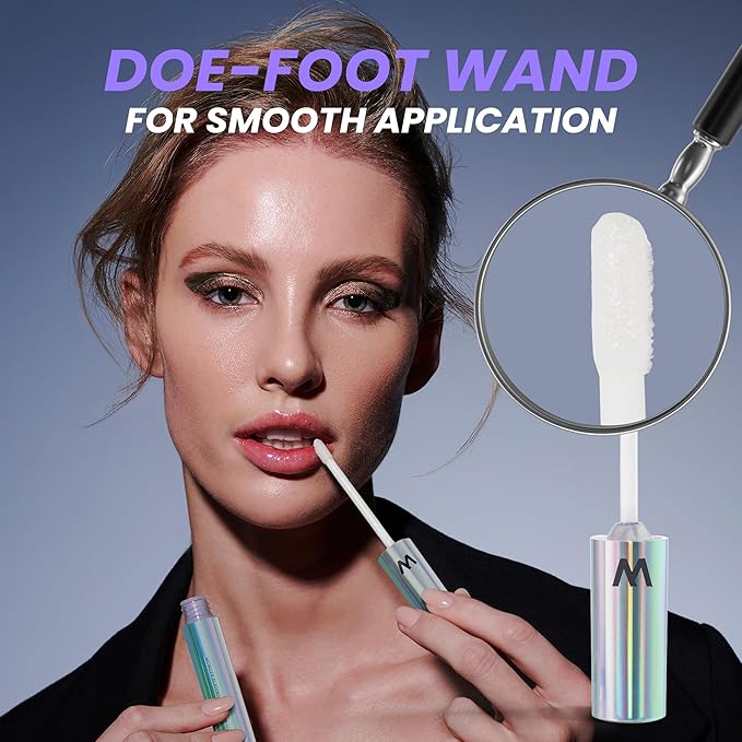 Wonderskin Lip Gloss Blading Top Gloss, Clear Glitter Lip Gloss, Hydrating and High Shine Finish Lip Makeup (Holographic)