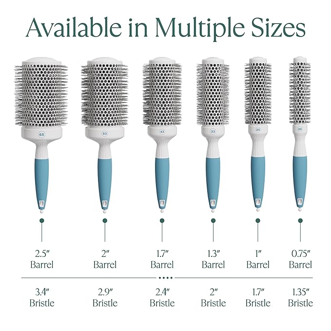 Professional Round Brush for Blow Drying - Small Ceramic Ionic Thermal Barrel Brush for Sleek, Precise Heat Styling and Salon Blowout - Lightweight Round Hair Brush (Barrel 1.3 inch, Bristle 2 Inch)