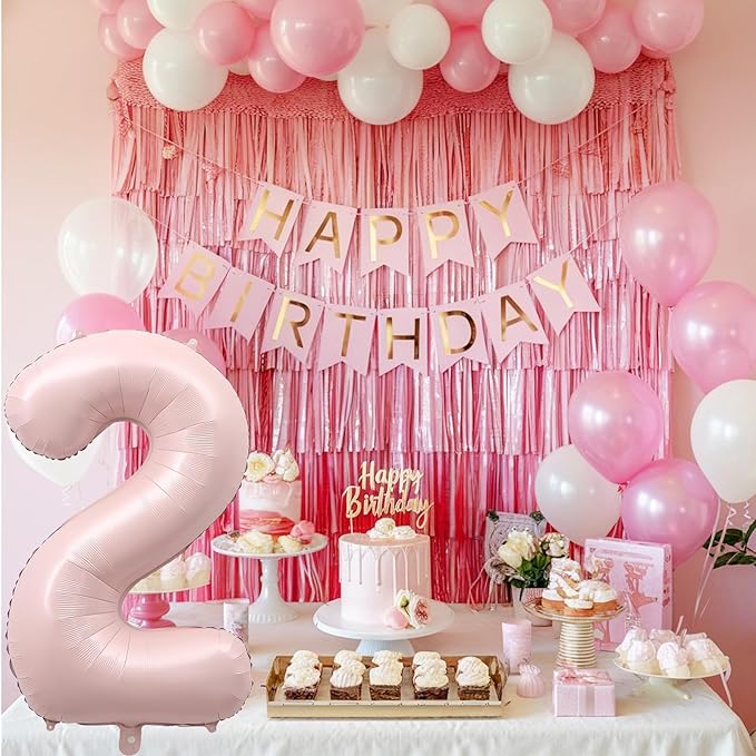 Pink 40 Inch Balloon Number 2, Large Dusty Retro Pastel Pink Foil Number 2 Balloons Set 0-9 for Girls, Digital 2 Helium Balloon for Boho Baby Shower Anniversary 2nd Coquette Birthday Party Decorations