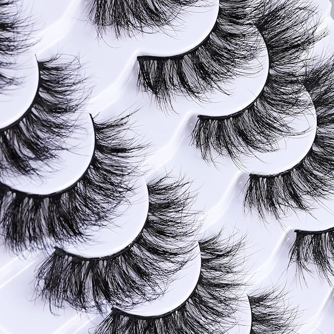 Wispy Fluffy Lashes False Eyelashes Cat Eye Lashes Pestañas Mink Lashes-7 Pair