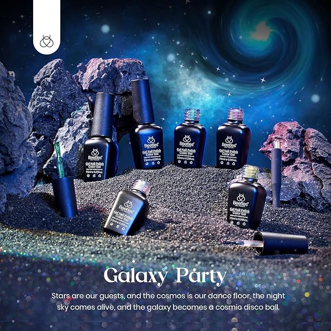 Beetles Cat Eye Gel Nail Polish Set - 6 Colors Halloween Chameleon Cat Eye Black Glitter Red Blue Gold Green Orange Gel Polish with Magnet Soak Off UV Velvet Gel Salon French Nail Art Gift for Women