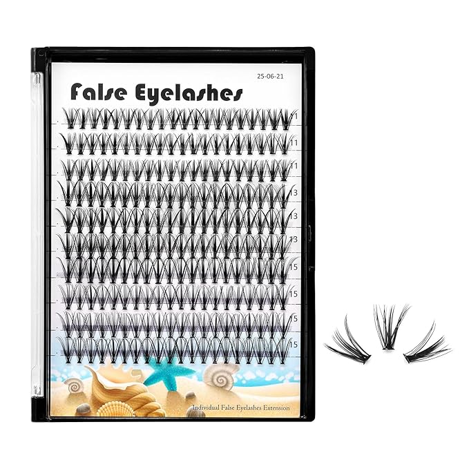 20D Cluster Eyelashes Mixed10-12-14mm/11-13-15mm/12-14-16mm/16-18-20mm Individual False Eyelashes Thickness 0.07mm D Curl Makeup Volume Eye Lashes 200 PCS (11-13-15mm)