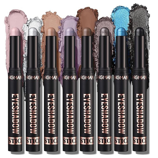 Jolilab Eyeshadow Stick Set, 8 Colors Matte Professional Bright-Colored Contouring and Highlight Stick, Cream Waterproof Long Lasting High Pigmented Eye Shadow. (8, C1)