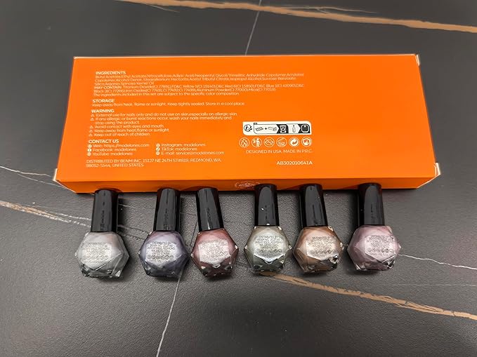 modelones Cat Eye Nail Polish Set, 6 Colors Magnetic Silver Pink Red Purple Quick Dry Mini Nail Lacquer Kit, Green Orange Blue Long Lasting Manicure Home DIY Fall Gifts for Women Girls