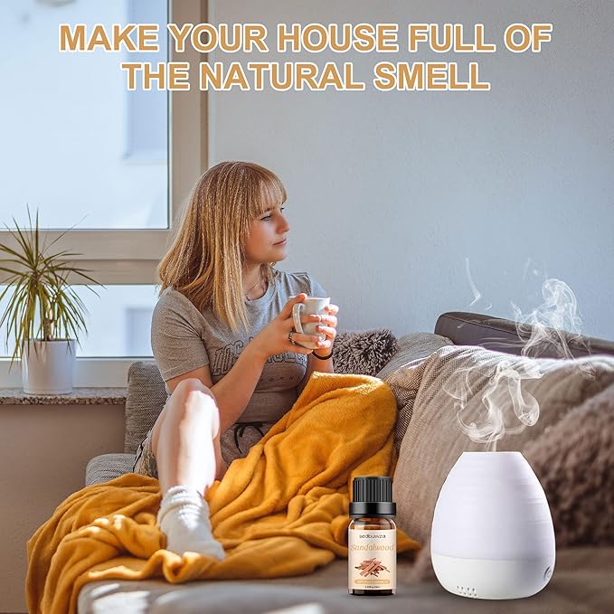 Sedbuwza Sandalwood Essential Oil, Pure Organic Sandalwood Fragrance Oil for Diffuser, Humidifier, Soap, Candle, Perfume