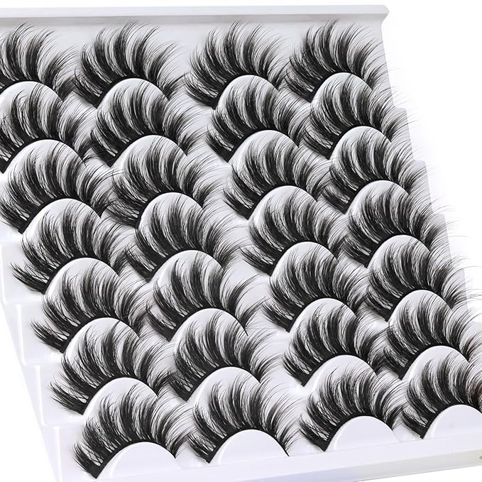 Veleasha Lashes 3D Faux Mink Lashes Fluffy False Eyelashes Natural Look 14 Pairs Lashes Pack Luxury Wispy Fake Eyelashes (3D07)