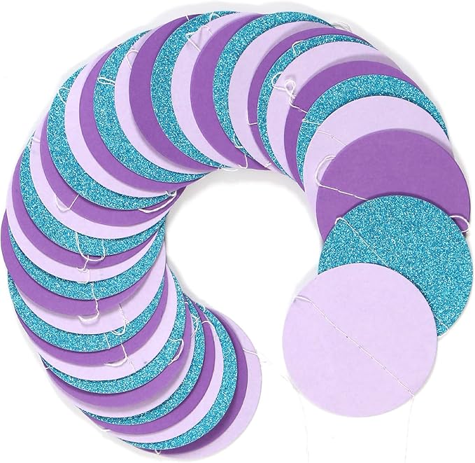 Purple-Blue Mermaid Party-Decorations Paper Garland Streamers - 52Ft Girls Birthday Baby Shower Glitter Hanging Decor Banner,Little Mermaid Theme Under The Sea Backdrop Bunting Panduola