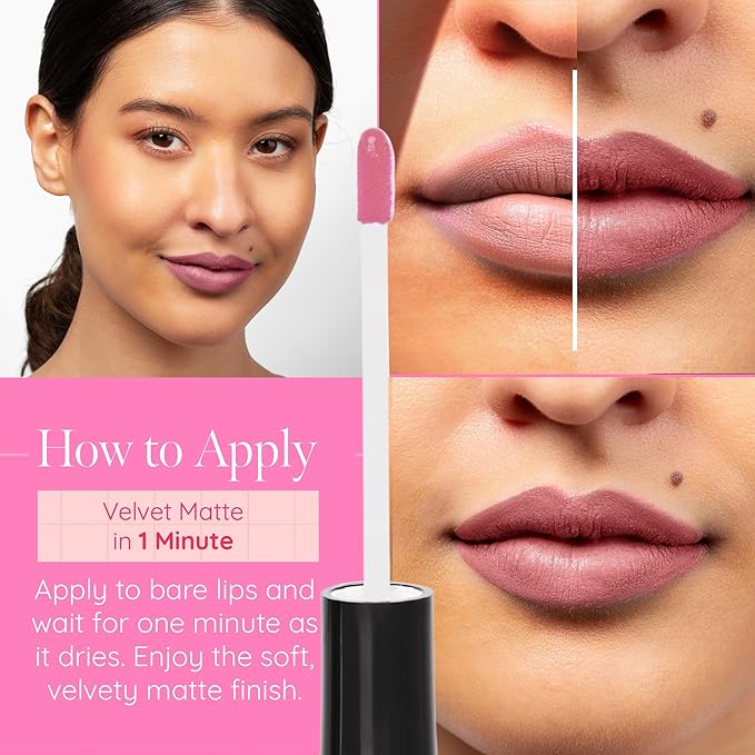 Aromi Matte Liquid Lipstick | Long-Lasting, Dusty Rose Lip Color, Waterproof, Rosy Nude Shade, Vegan Makeup, Cruelty-free (Berry Nude)