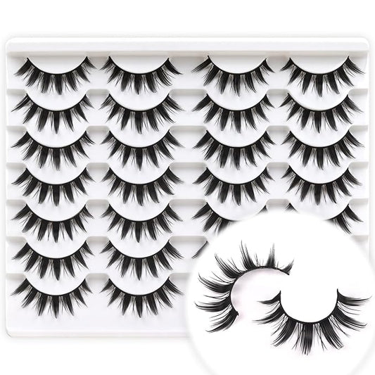 Veleasha Manga Lashes Spiky Natural Eyelashes Cosplay Anime False Eyelashes 14 Pairs 3D Lightweight 8-15mm Cotton Band Soft 100% Handmade Fairy Manhua Lashes (3D11)