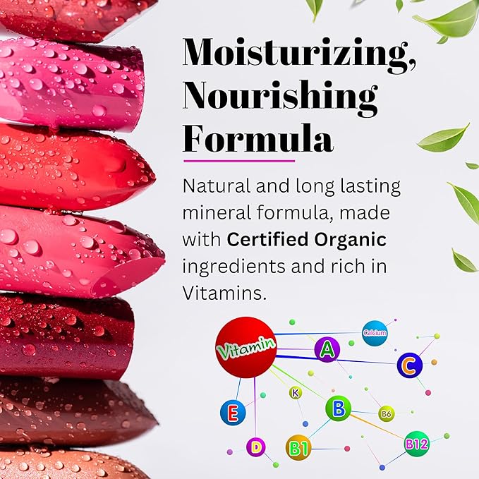 Fifth & Skin BOTANICAL Lipstick (POMEGRANATE) | Vegan | Natural | Organic | Certified Cruelty Free | Paraben Free | Petroleum Free | Healthy | Moisturizing | Vibrant Color that's Good for your Lips!