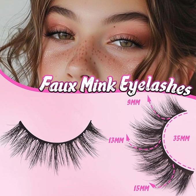 Veleasha Lashes Fluffy Wispy Faux Mink Eyelashes Criss-cross False Lashes 10 Pairs Pack Fake Eyelashes for Women (6D01)