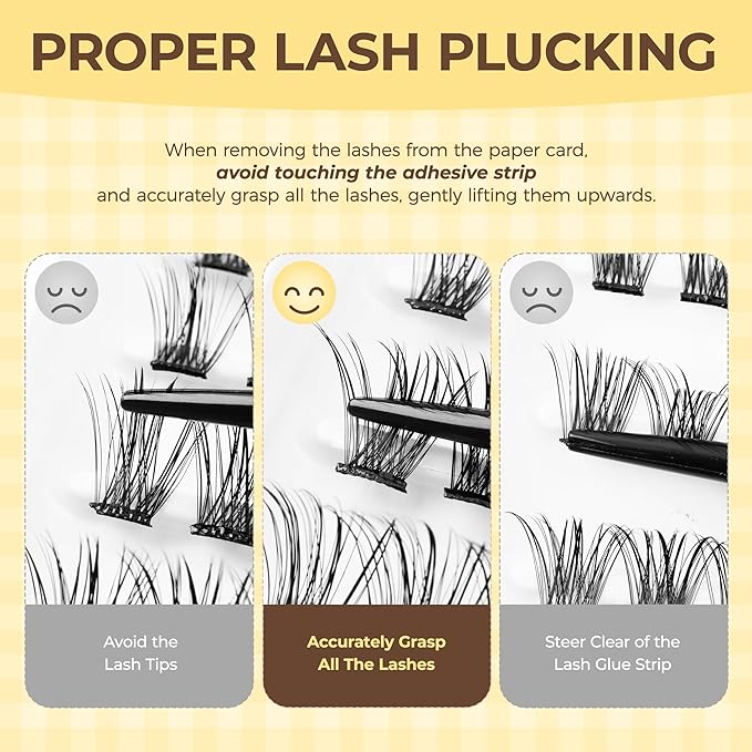 PopUp Self Adhesive Eyelashes Clusters, Press On Lashes Pre Glued Eyelash Extension Kit with Lash Tweezer,10-16mm No Glue No Remover Needed Self Adhesive Lashes Clusters 703