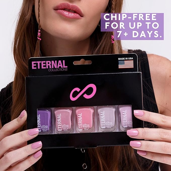 Eternal Pastel Nail Polish Sets for Women (LILAC PINK) - Pastel Nail Polish Set for Girls | Quick Dry & Long Lasting Nail Polish Kit for Home DIY Manicure & Pedicure | Made in USA, 13.5mL (Set of 5)