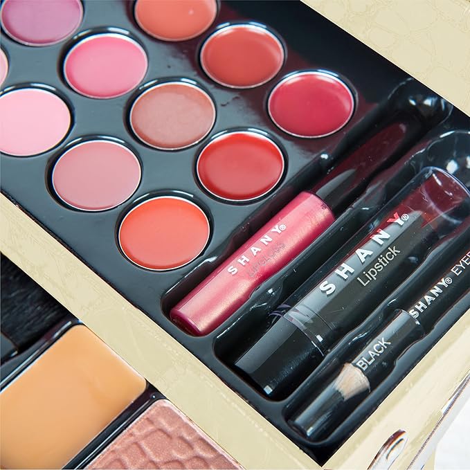 SHANY All In One Makeup Set, Eyeshadow, Blushes, Face Powder, Lipstick, Eye liners, Make up Pencils and Cosmetics Mirror - Makeup Kit With Reusable Storage Beauty Box - White