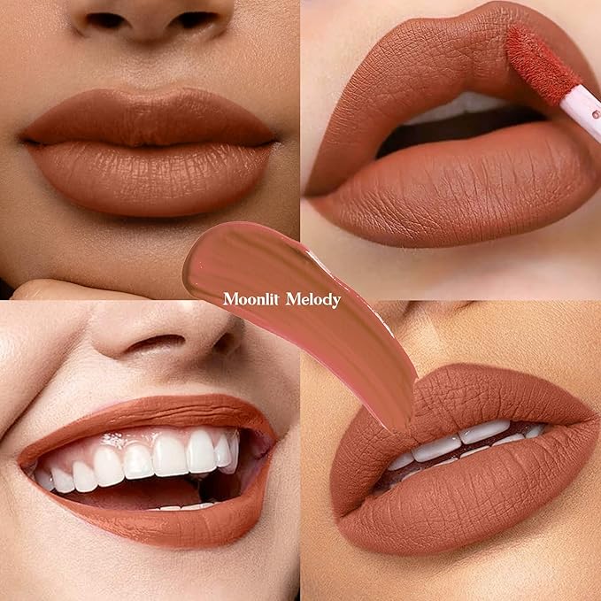 Smoky Rose Liquid Lipstick - Long-Lasting, Smudge-Proof, Transfer-Resistant Lip Color,Waterproof, Non-Transfer Formula (Moonlit Melody)