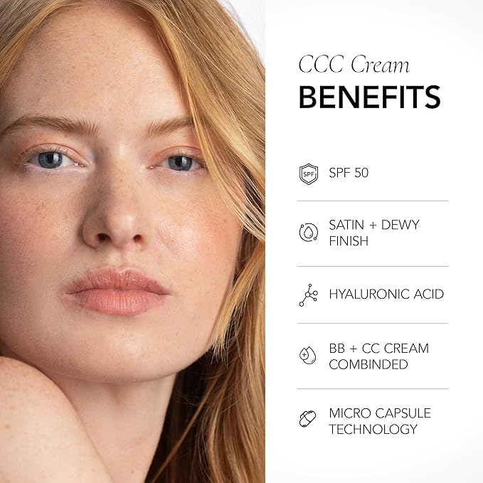 CLE Cosmetics CCC Cream (Warm Medium Light 203 / SPF 50) - Color Correcting With Sunscreen - Lightweight, Hydrating Foundation - BB & CC Hybrid - Light to Medium Coverage - 1 fl oz