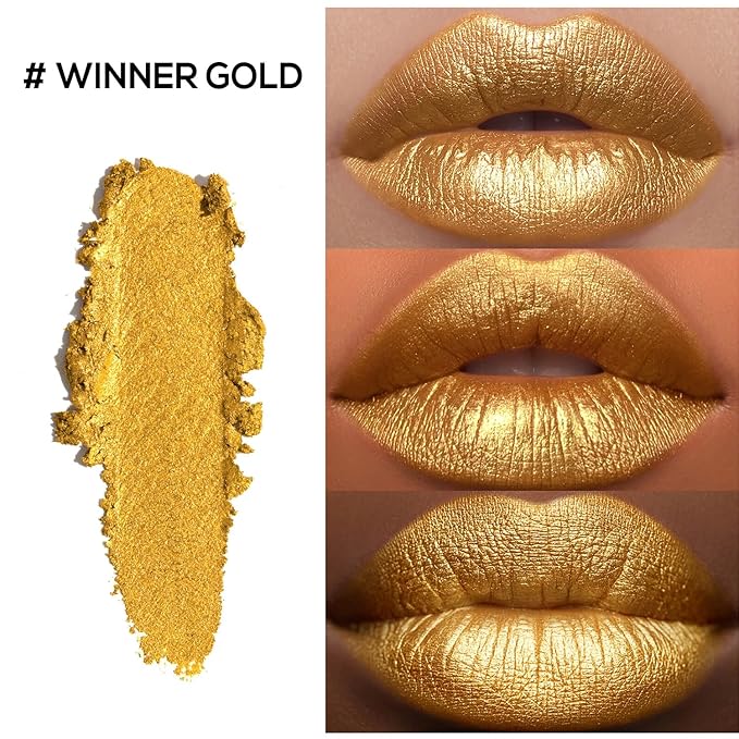Moisture Gold Lipstick for Women Hydrate Tinted Lip Balm for Dry Cracked Lips Glossy Lip Color Juicy Finish, MA072 Winner Gold