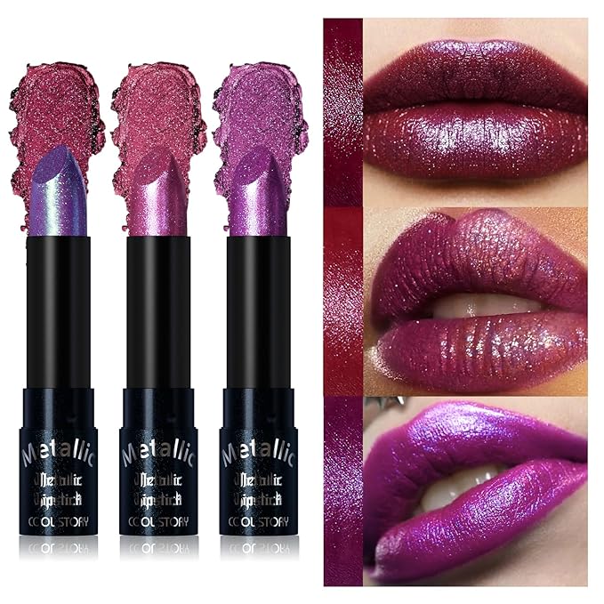 Metallic Glitter Lipstick Set Shimmering Colors (Set-D)