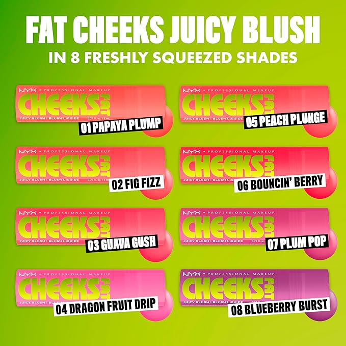 NYX PROFESSIONAL MAKEUP Fat Cheeks Liquid Blush, Buildable, Dewy Blush with Long-Lasting 12HR Wear - Guava Gush (Bright Pink)