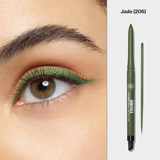 Revlon ColorStay Pencil Waterproof Eyeliner, Smudge-Proof, Eye Makeup with Built-In Sharpener, 206 Jade, 0.01 oz