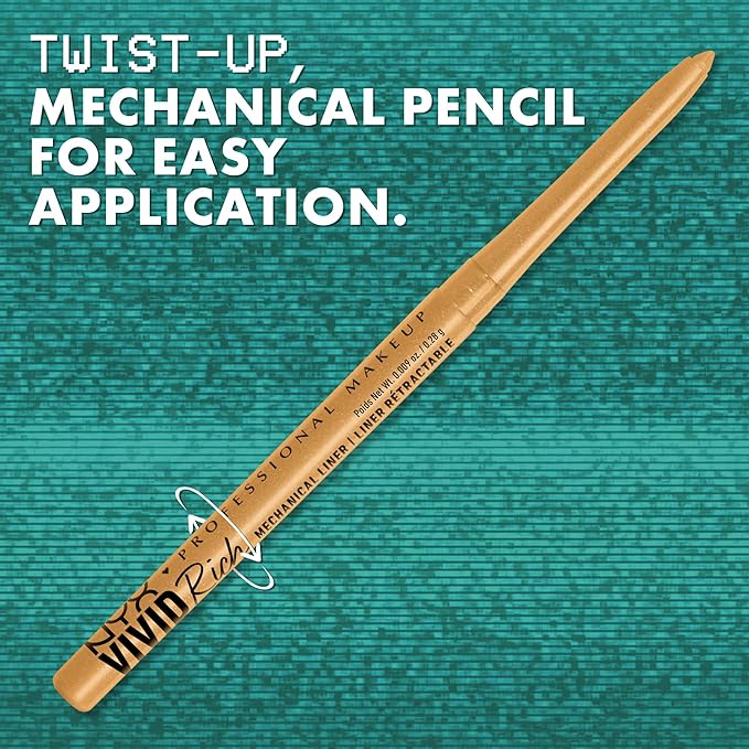 NYX Professional Makeup Mechanical Eye Pencil, Vivid Rich Mechanical, Creamy Retractable Eyeliner - Spicy Pearl, Bronze Eyeliner