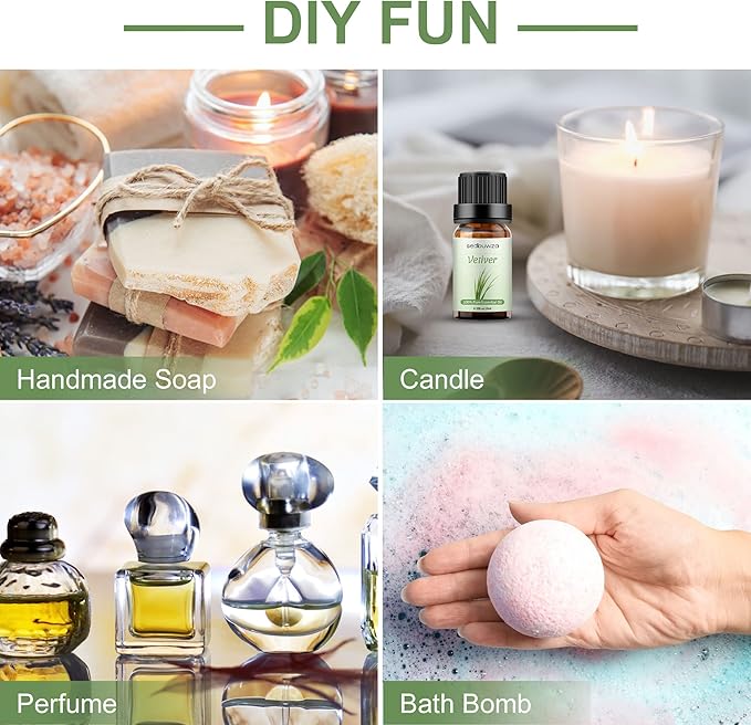 Sedbuwza Vetiver Essential Oil, Pure Organic Vetiver Fragrance Oil for Diffuser, Humidifier, Soap, Candle, Perfume