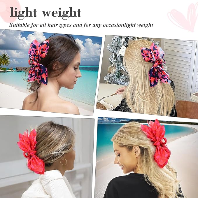 Bow Claw Clips Bow Hair Clips 3PC Red Big Hair Bows for Women Butterfly Styling Large Hair Clips for Thick Hair for Girls Hair Accessories for Teen