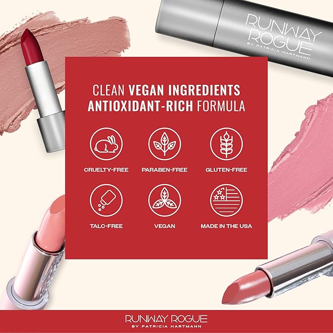 Runway Rogue 90s Vibe Lipstick, Moisturizing Matte Classic True-Red Lipstick, ‘Red Carpet’