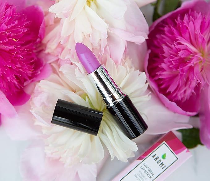 Aromi Natural Lipstick | Bright, Pink Lilac Lipstick - Vegan & Cruelty-free, Creamy, Moisturizing, All Natural Ingredients, Indie Makeup, Dye-free | (Peppy Pink)
