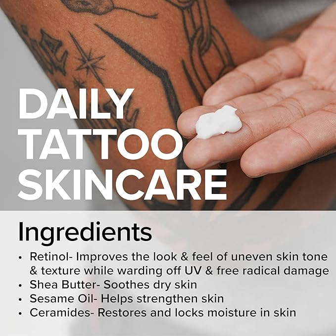 Replenish Tattoo Body Lotion - Fragrance-Free Lotion, Non-Greasy & Silicone-Free, Clean Ingredients, Lightweight for Daily Use (3.4 Fl Oz)