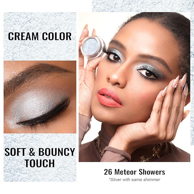 Oulac Shimmer Cream Eyeshadow also for Highlighter Blendable Eye Shadow Waterproof&Long Lasting with Moisturizing Formula Soft Shimmer Eye Make-up,Vegan & Cruelty-Free,6g 26