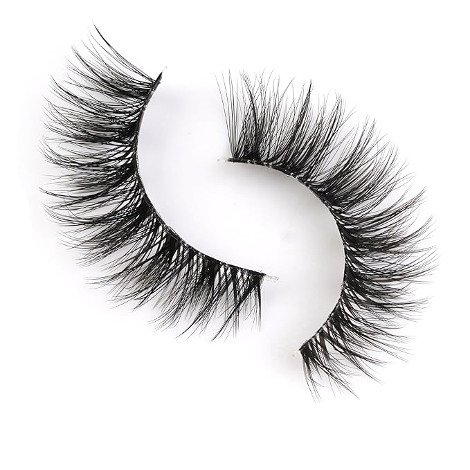 3D Clear Band Lashes 15mm Natural Soft Faux Mink Lashes C Curl Cat Eye Wispy Fake Eyelashes Reusable False EyeLashes 7 Pairs (No.212)