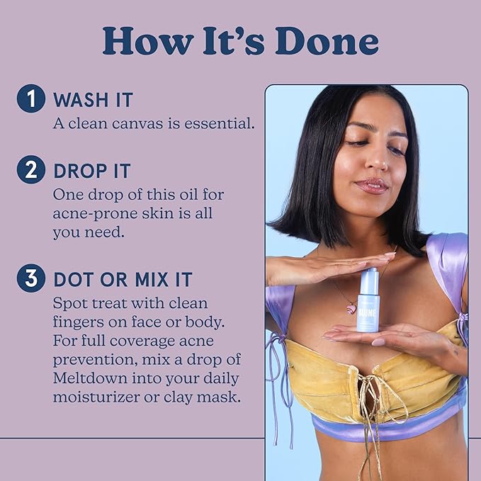 Blume Meltdown - Blue Tansy Face Oil - Acne Treatment + Pore Minimizer - Skin-Smoothing Face Serum with Black Cumin Seed & Rosehip Oil - Helps Calm Redness and Improve Texture (1 Fl oz)