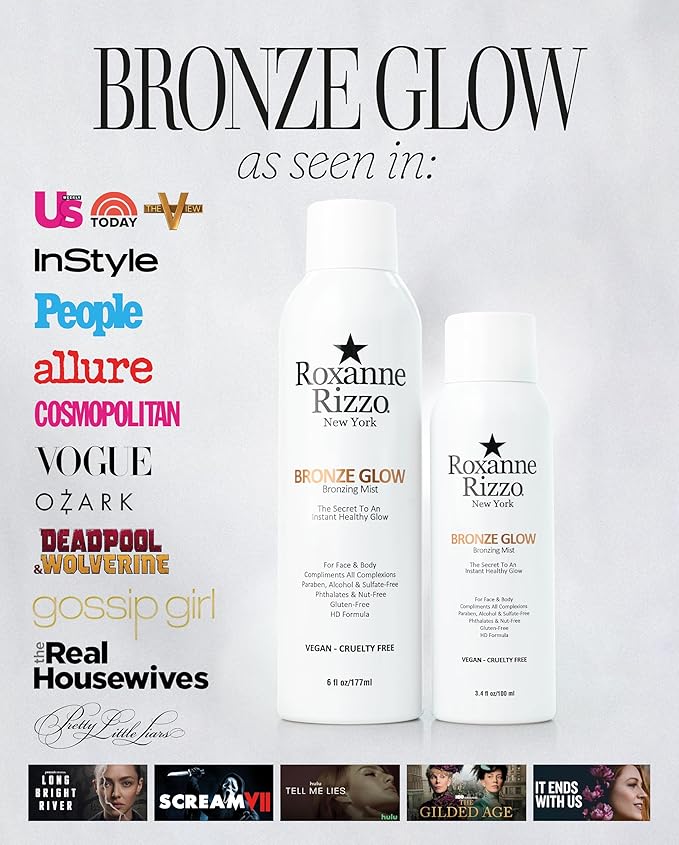 Bronze Glow – Instant Self Tanning Spray Mist for Face and Body – Hydrating Tanning Mist with Bronzer – Blends into All Skin Tones – Celebrity Favorite Bronzer Spray – 6 oz