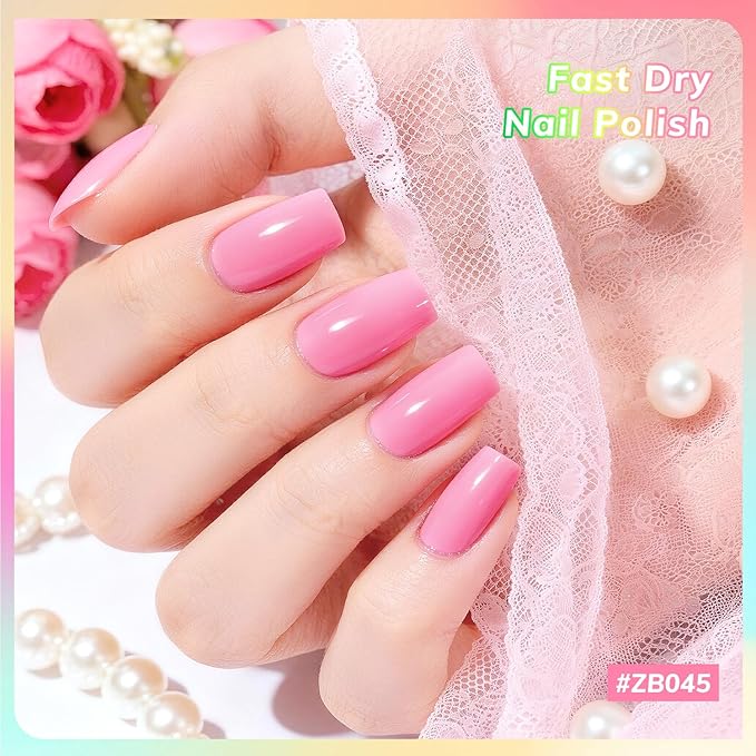 10ml Nail Polish Set 6 Colors Green Color Rose Red Light Pink Yellow All Seasons Neutral Color Quick Dry Nail Polish Set for Women Salon DIY Nail Art