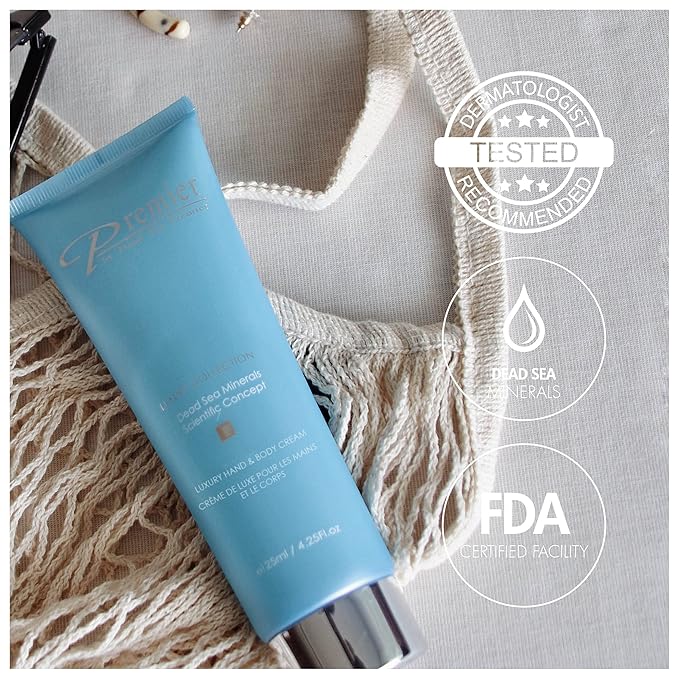 Premier Dead Sea Luxury Hand & Body Cream, hydrating, fast absorbing, no tackiness, relaxing, with witch hazel and vitamins 4.25fl.oz
