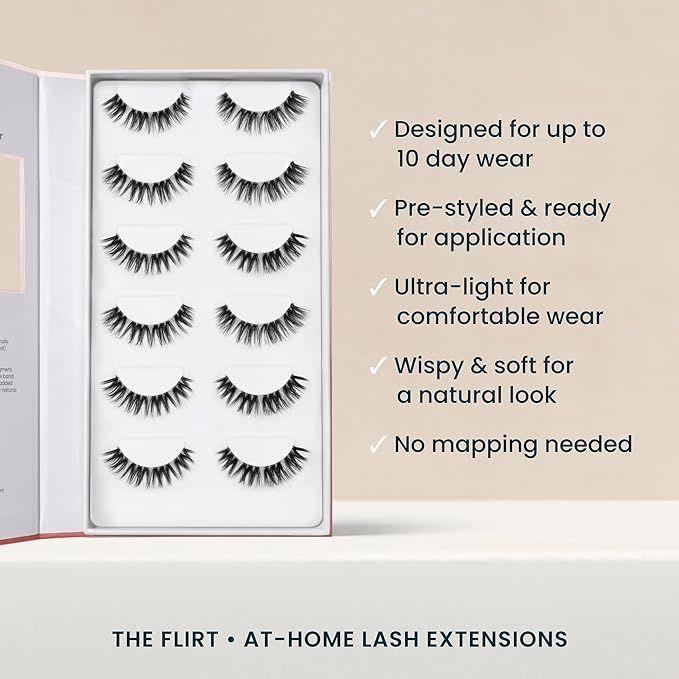The Flirt Natural Lashes – Natural Lash Clusters for Women - Salon Quality At Home Eyelashes Extension Kit - 6 Lash Sets - No Lash Glue Included