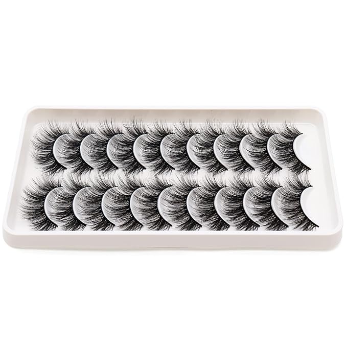 Veleasha Lashes Fluffy Wispy Faux Mink Eyelashes Criss-cross False Lashes 10 Pairs Pack Fake Eyelashes for Women (6D04)