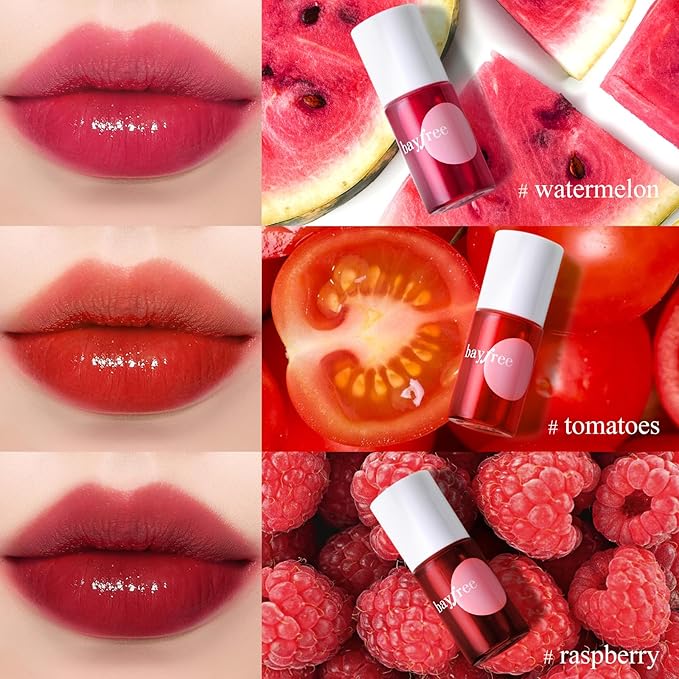 bayfree Lip Tint Stain Set, Korean Water Tint Lightweight Non-sticky, Waterproof Long Lasting Liquid Blush & Lip Stain, Transfer-Proof, Matte Finish Lip Color Makeup (fruit platter)