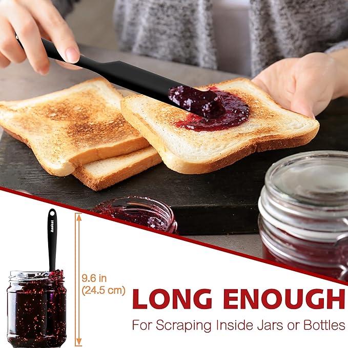 Anaeat Silicone Spatula Set of 5 - Seamless One-Pieces Design, Non-Stick Rubber Spatulas Kitchen Scraper Flexible for Easy Baking, Cooking, Scraping & Mixing, Heat Resistant & Dishwasher Safe