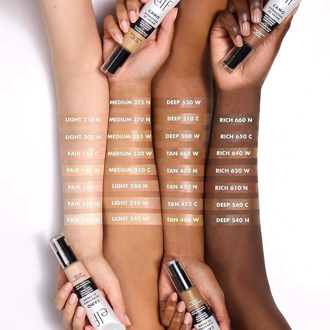 e.l.f. Hydrating Camo CC Cream, SPF 30, Color Correcting Full Coverage Foundation For A Dewy Finish, Vegan & Cruelty-Free, Medium 370 N