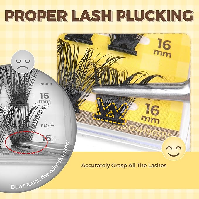 PopUp Self Adhesive Eyelashes Clusters, Press On Lashes Pre Glued Eyelash Extension Kit with Lash Tweezer,10-16mm No Glue No Remover Needed Self Adhesive Lashes Clusters CT50