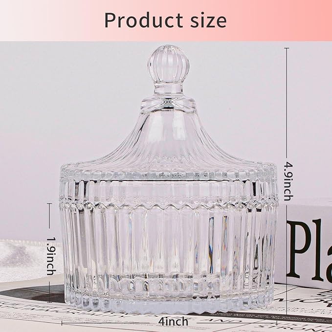 Large Body Powder Puff and Container, Powder Puff Crystal Container, Body Puff Glass Jar, Puff not Including