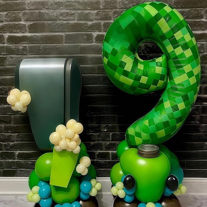 9th Birthday Balloons for Boys, Large Lime Green Pixel Number 9 Balloon, 40 Inch Dark Kelly Green Foil 9 Balloon Number for Kids 9 Year Old Birthday Video Game Forest Patrick's Day Party Decorations