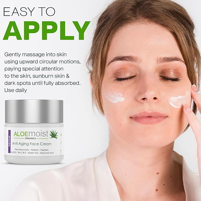 Advanced Retinol Cream for Face: Aloemoist Revive Anti Aging Face Cream for Women & Men Topical Retinoid Wrinkle Repair Day or Night Moisturizer, Organic Retinol Facial Moisturizer for Aging Skin Care