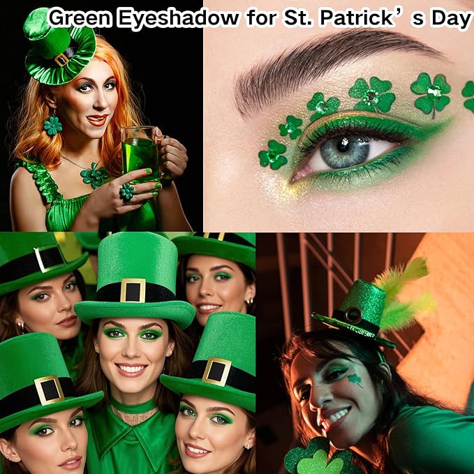 MEICOLY Single Green Eyeshadow Palette with Mirror,Matte Green Eye Shadow for St Patricks Day Makeup,Pressed Powder Eyeshadow,Matte Shade Eyelid Color Eye Makeup,High Pigment,Long Wear