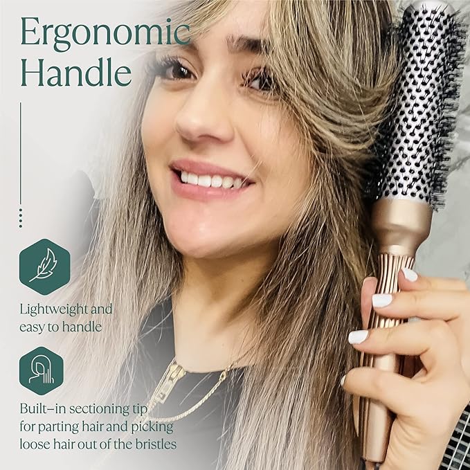 Professional Round Brush for Blow Drying 1.7 Inch – 25% Faster Dry Time - Ceramic Ionic Brush for Precise Styling & Volume – Hairbrush Adds Wave & Enhances Shine for Men & Women