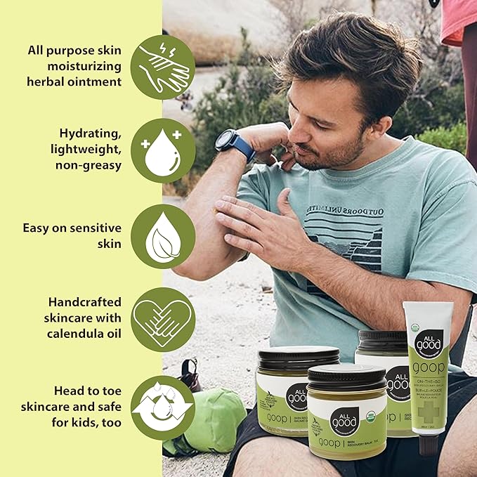All Good Goop Organic Skin Care Recovery Balm - All Purpose Ointment w/Calendula, Lavender, Beeswax - Chafing Cream, Dry Skin Salve, Cracking Lip Moisturizer - Soothes, Hydrates & Calms - 2oz, 2-pack